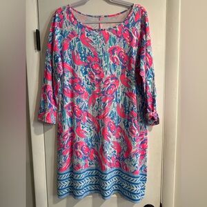 Lilly Pulitzer Pink Blue Long Sleeve Dress NWOT Cracked Up print XL
